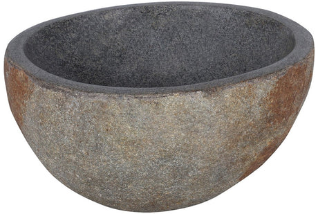 Umywalka Boomer Differnz - umywalka natynkowa z kamienia rzecznego - okrągły kształt - wersja z kamienia naturalnego - styl wiejski - wymiary ø 21-23 x 12 cm - bez szafki dolnej - kolor szary