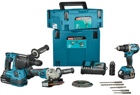 Makita - 8-delige set accu-gereedschappen, accu's, laders en accessoires dlx3195jx1