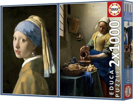 Zestaw puzzli Educa - dziewczynka vermeer z perłową dojarką 2x1000 elementów.