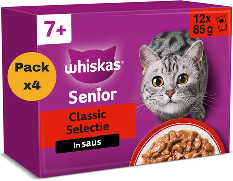 Karma dla kotów Whiskas - senior 7+ - klasyczna selekcja w sosie - 48x85g