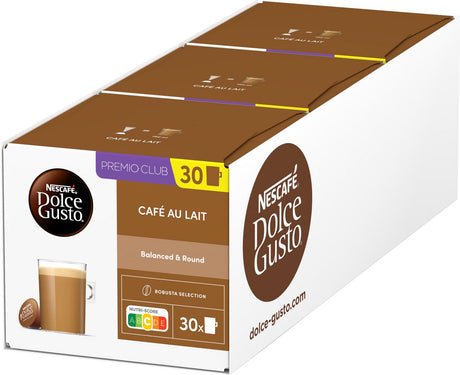 Nescafé dolce gusto kapsułki cafe au lait - 90 filiżanek kawy na 90 filiżanek kawy