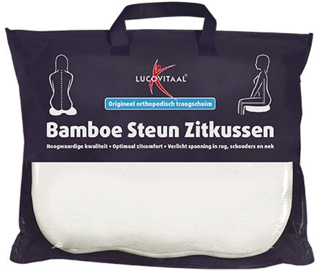Lucovitaal bamboe steun zitkussen (wit) 37 cm x 46 cm x 8 cm