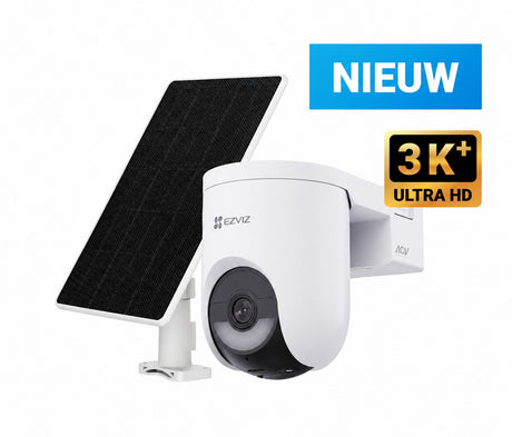 Ezviz hb8 lite 3k+ beveiligingscamera incl. 5w zonnepaneel – wifi buitencamera – 360° nachtzicht – ai persoons- en voertuigdetectie - wit