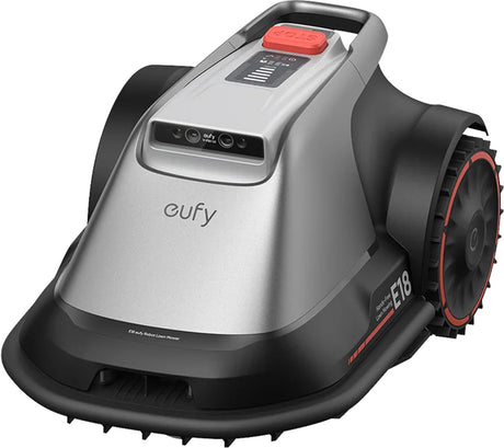 Kosiarka automatyczna Eufy e18 - bezprzewodowa - bez RTK - brak problemów z sygnałem - konfiguracja w 5 minut - automatyczne mapowanie do 1200 m2 - omijanie przeszkód - krawędź jezdna - sterowanie przez aplikację - z osłoną przeciwdeszczową