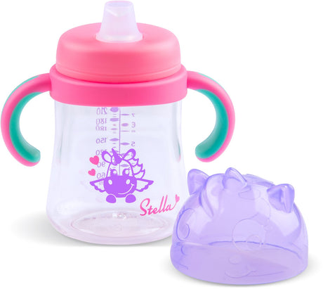 Playgro tuitbeker baby – stella eenhoorn oefenbeker met zachte siliconen tuit en handvatten – tritan – bpa-vrij – vanaf 4 maanden