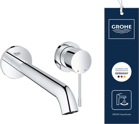 Grohe Essence New ścienna bateria umywalkowa do zabudowy - jednostka podtynkowa - bez jednostki podtynkowej - długa wylewka - chrom - oszczędzanie wody