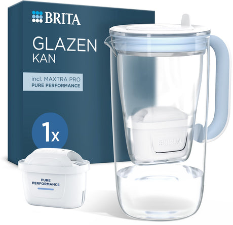 Brita - dzbanek szklany, dzbanek filtrujący - 2,5 l - niebieski - szklany dzbanek na wodę - w komplecie. 1 wkład filtra maxtra pro pure performance