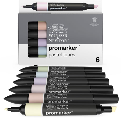 Winsor Newton 0290113 Zestaw ProMarker™ 6 pastelowych odcieni | profesjonalne markery układowe, markery alkoholowe