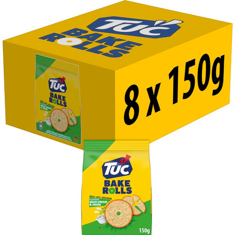 Tuc Bake Rolls Krakersy Kwaśna Śmietana 10 x 150g - do napojów - przekąski - krakersy - przekąska - miło z filmem - tosty - tosty - sól