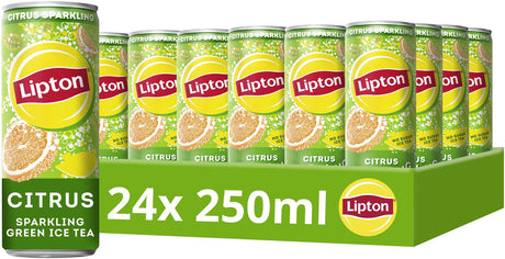 Herbata lodowa Lipton, musująca, zielona puszka - cytrusy - zero cukru - 24 x 250 ml - opakowanie wartościowe