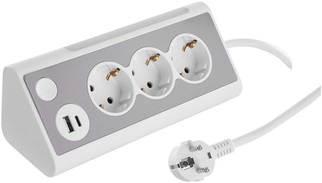 Listwa zasilająca Q-link - 3-żyłowa - z uziemieniem - USB A C - z lampką - 3 x 1,5 mmâ² - 1,5 m - biała