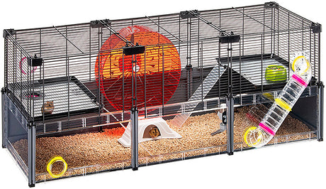 Ferplast multipla chomik duży - modułowa klatka dla chomika - 107,5 x 37,5 x 42 cm - w tym kółko do ćwiczeń