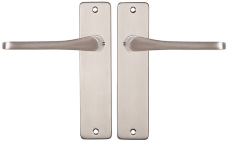 Klamka Starx srebrna - wygląd stali nierdzewnej - okucia drzwiowe - klamka z tarczą - ślepa - klamka motylkowa - 43 x 180 mm - ã˜ 18 mm
