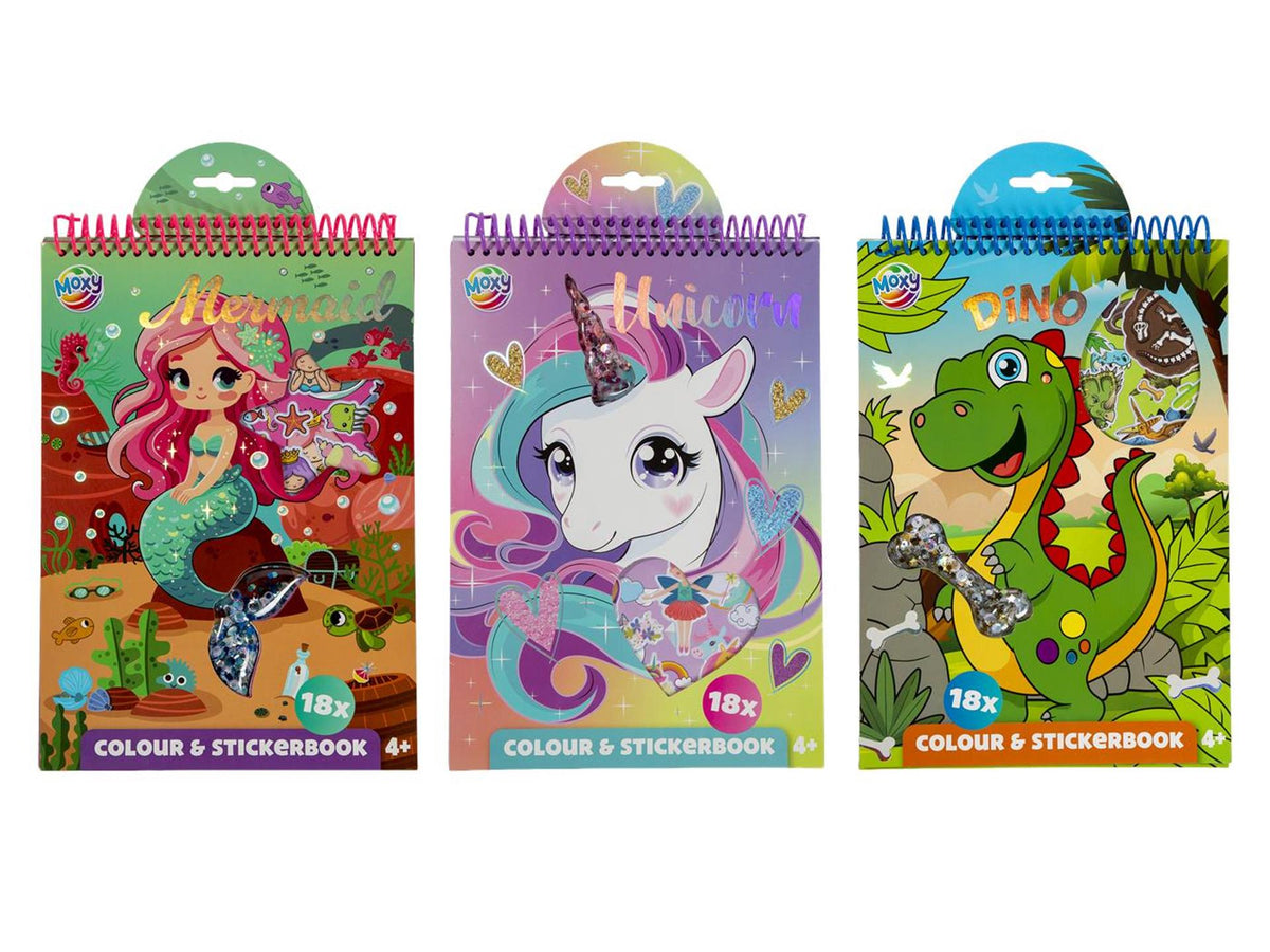 Moxy kleur stickerboek 16 pagina's 1 puffy stickersheet 1 stickersheet 29x21cm