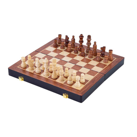 Drewniana gra w szachy Longfield składane drewno jesionowe 30x30x5,5cm