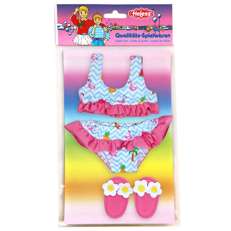 Heless bikini dla lalki z kapciami w kształcie flamingów, 28-35 cm