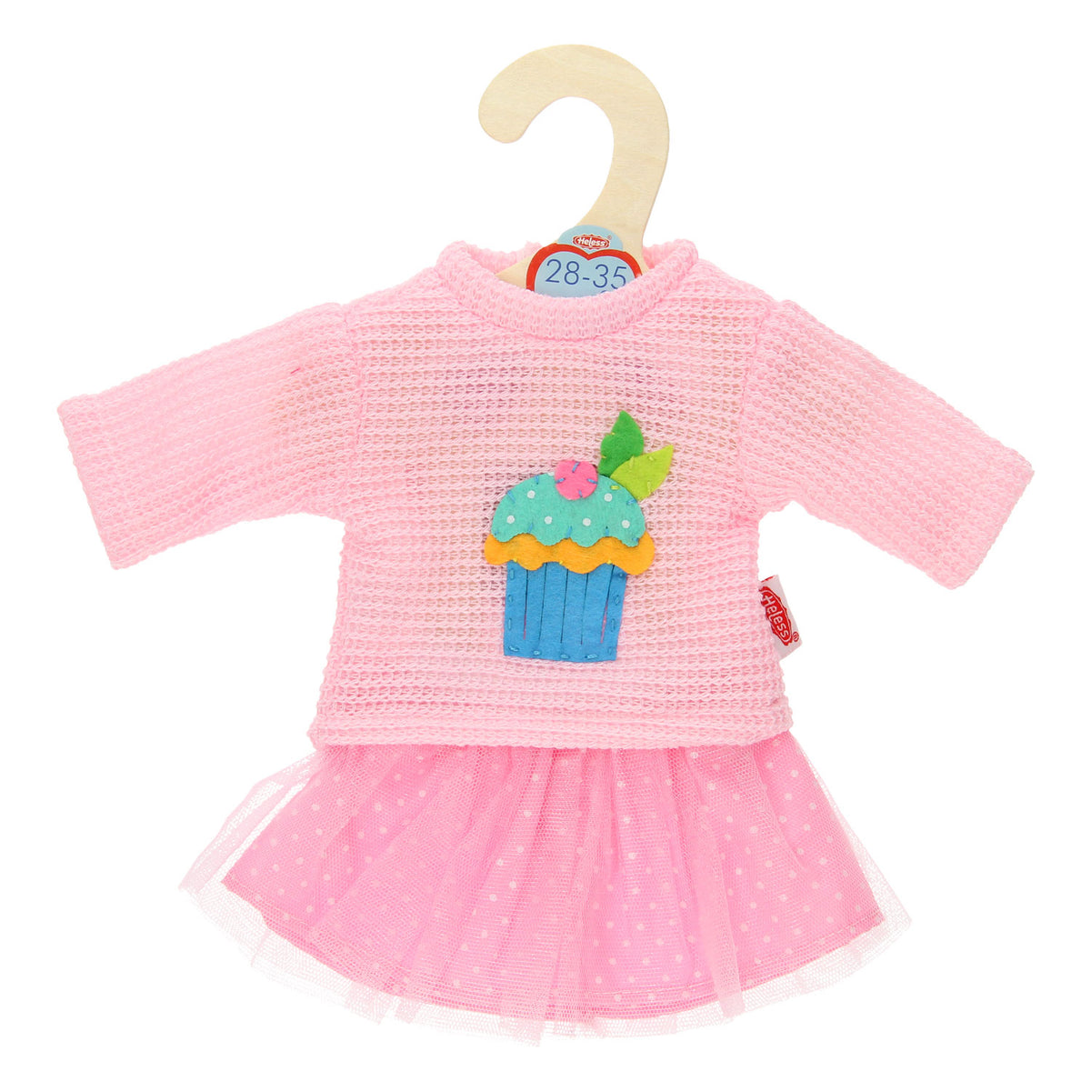 Sweter dla lalki Heless z różową spódniczką, 28-35 cm