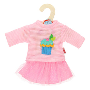 Sweter dla lalki Heless z różową spódniczką, 28-35 cm