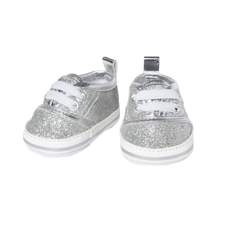 Buty dla lalek Heless junior 38-45 cm srebrno-białe