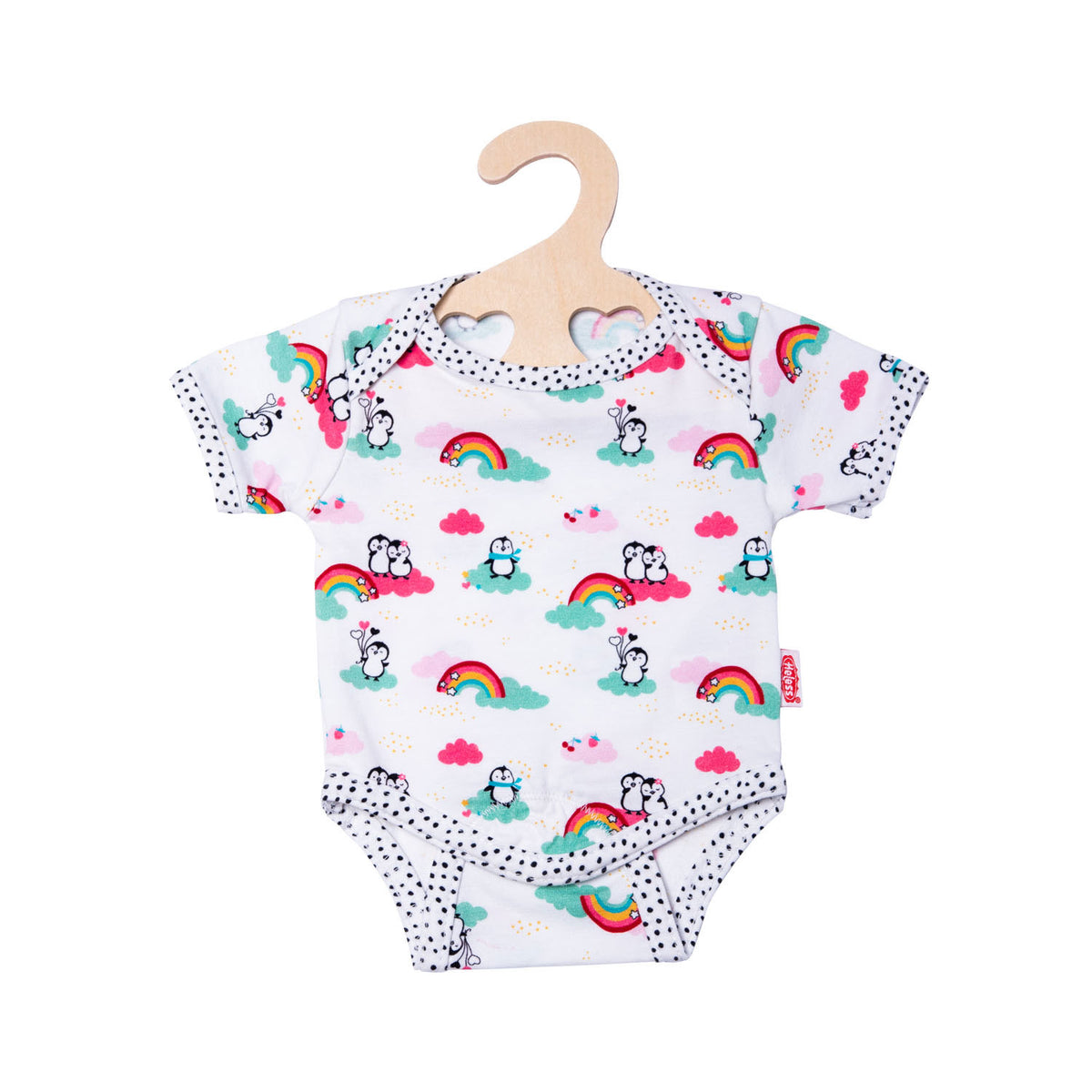 Heless body dla lalki w pingwiny kropki 28-35 cm bawełna biała