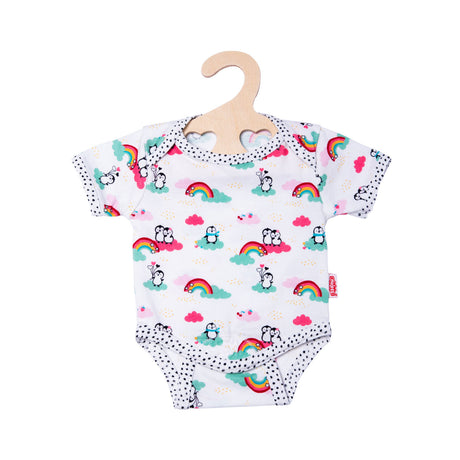Body dla lalki Heless w kropki pingwiny 35-45 cm bawełna biała