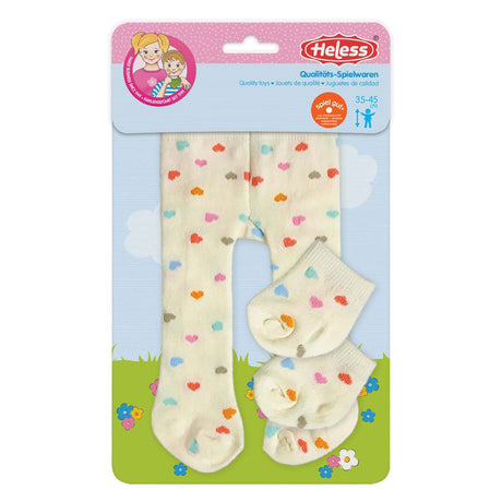 Rajstopy dla lalki Heless ze skarpetkami i konfetti w kształcie serca, 35-45 cm