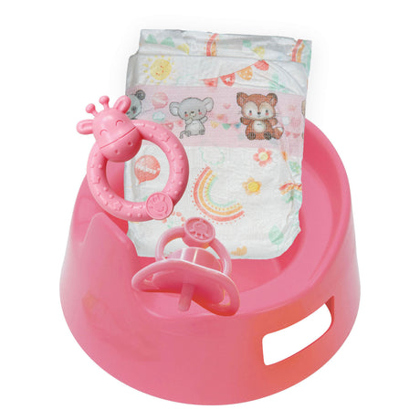 Nocnik dla lalek Heless z dodatkami w kolorze różowym - 15cm