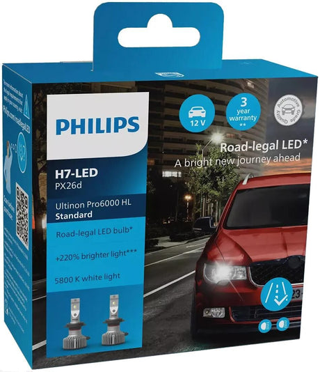 Philips hauptlampe ultinon pro6000 standardowy zestaw lamp 12v h7 led stan ultinon pro6000