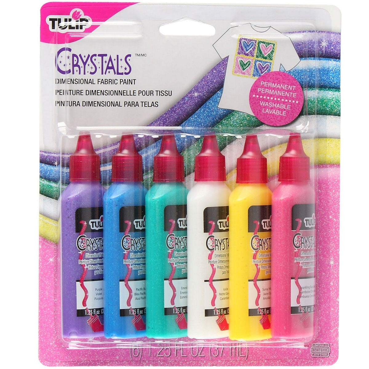 Tulipan • Farba tekstylna 3D 37ml kryształ 6szt.