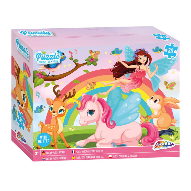 Grafix brokatowe puzzle jednorożec, 30 szt.