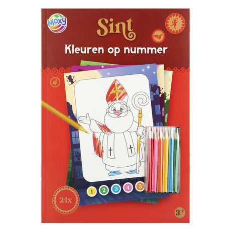 Grupa kreatywna Sinterklaas kolorująca po numerach za pomocą 6 ołówków