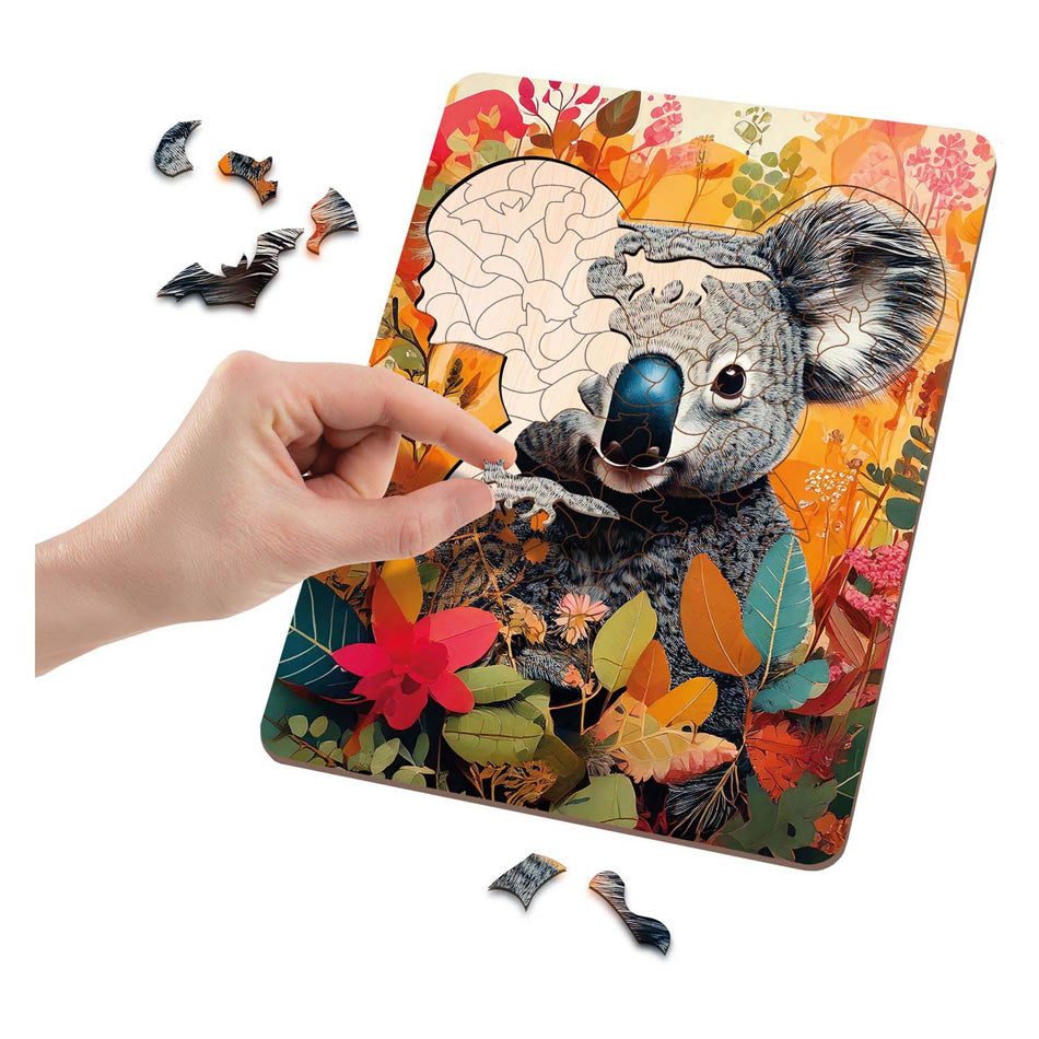 Drewniane puzzle Moxy koala o unikalnych kształtach, 130szt