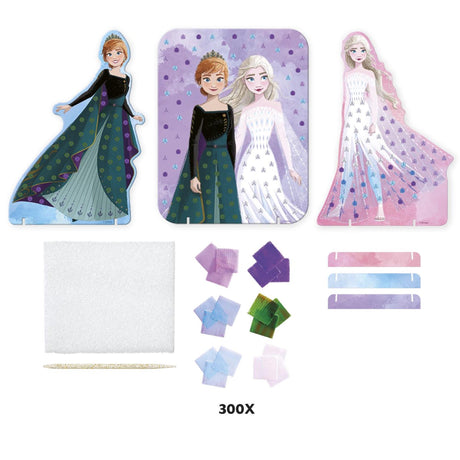 Moxy disney frozen poke art kaarten - anna en elsa jurken versieren - 3 kaarten - 6 kleuren stof - incl. tool - 17,5 x 13 cm - peuter speelgoed - knutselen - voor meisjes en jongens - vanaf 3 jaar - totum