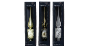 Piek glas 3 assortie groen wit kleuren d8 h31cm