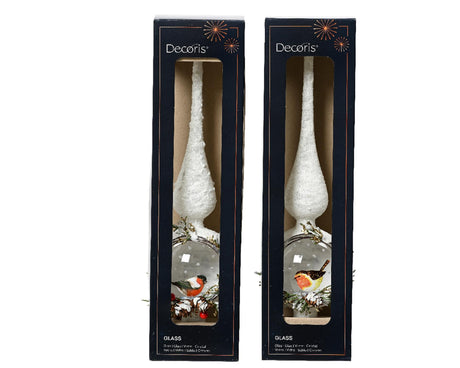 Decoris szczyt ptaków wykonany ze szkła o średnicy 8cmx31cm