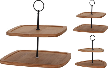 Stylizacja domu etagere bambusowa 2-warstwowa