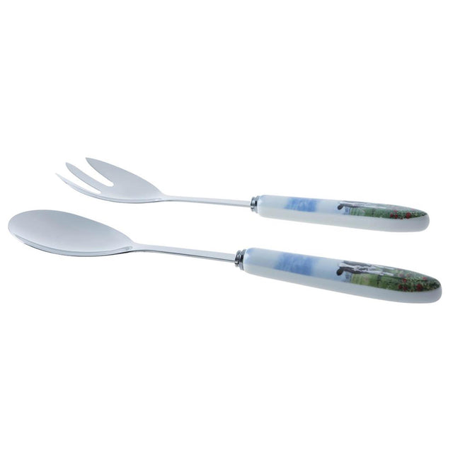 Dwuczęściowe sztućce do sałatek Wiebe van der Zee 25,5 cm, porcelana, stal nierdzewna