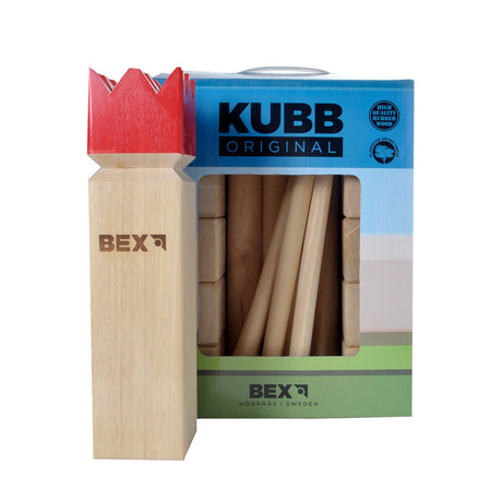 Bex kubb oryginalne drewno kauczukowe z czerwonym królem