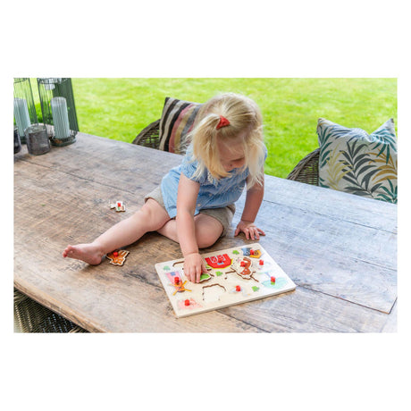 Drewniane puzzle Engelhart Farma z guzikami 30x23cm