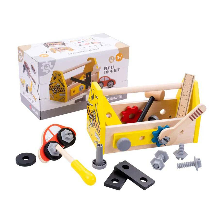 Dorjee Toolbox 33-osobowy junior drewniany żółty
