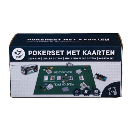 Zestaw do pokera Engelhart z kartami, szmatką i 200 żetonami (4 gramy) w pudełku