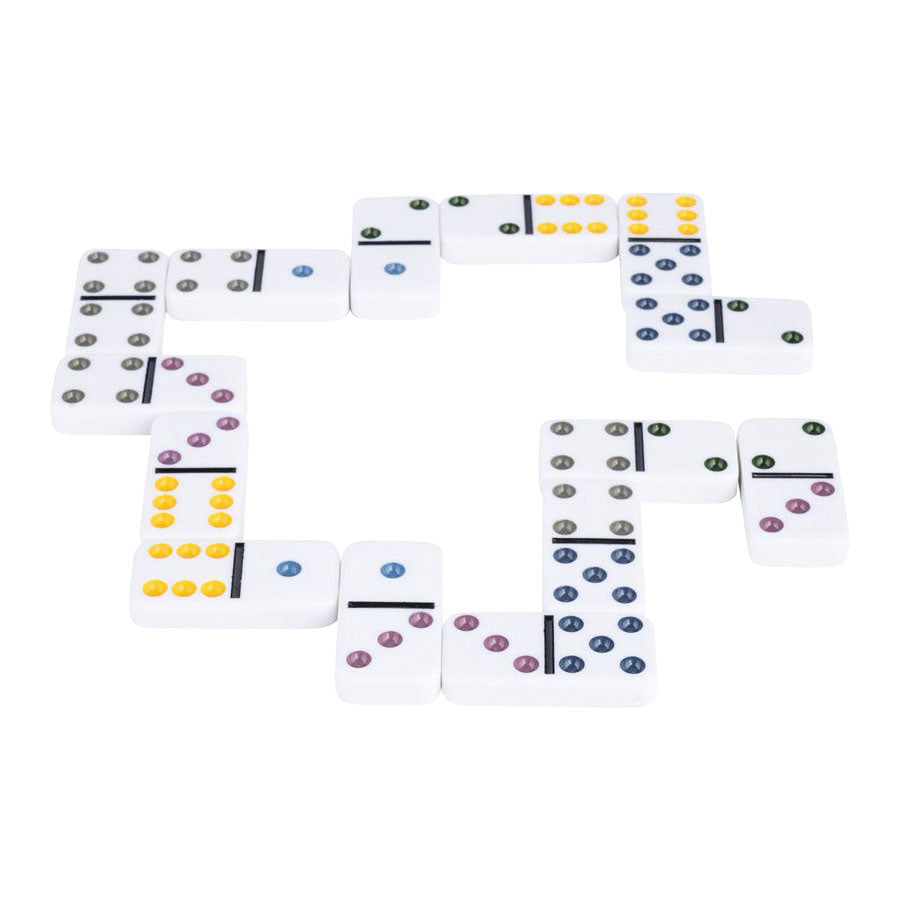 Domino podwójne w puszce - 28 kamieni z kolorowymi oczkami