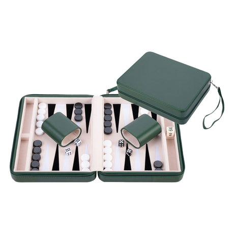 Gra podróżna Backgammon zapinana na zamek - zielona