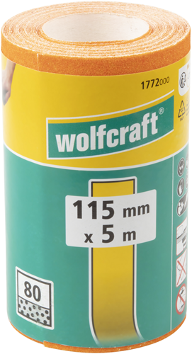 Wolfcraft - rolka papieru ściernego o ziarnistości 80 - do drewna, metalu 5 m x 115 mm - 1772000