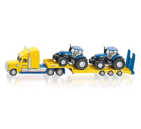 Siku 1805, ciężarówka z ciągnikami New Holland, 1:87, metal plastik, żółto-niebieski, wiele funkcji