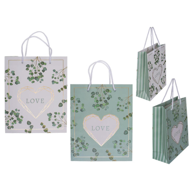 Torba prezentowa Ootb Love 18x8x23cm zielono-biała