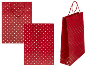 Torba prezentowa Ootb błyszczące serca czerwone 25x8,5x34cm