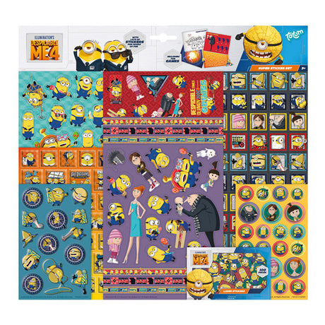 Zestaw naklejek Totum Minionki, super zestaw naklejek xl, 7 arkuszy, w tym. luksusowe naklejki - podły ja 4 - 38 x 36 cm - zabawki rękodzielnicze