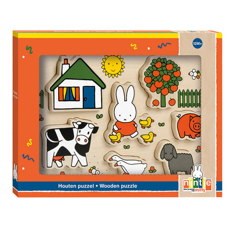 Drewniane puzzle Miffy, puzzle kształtowe - zabawki edukacyjne junior - maluch, przedszkolak - od 1 roku - wskazówka na prezent dla zabawek Bambolino