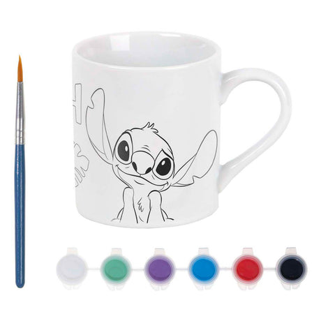 Kubek do kolorowania Totum Disney Stitch - zestaw do rękodzieła, kubek ceramiczny w zestawie. farba i pędzel - wskazówka na prezent zabawki dla dziewcząt i chłopców rękodzieło Lilo Stitch